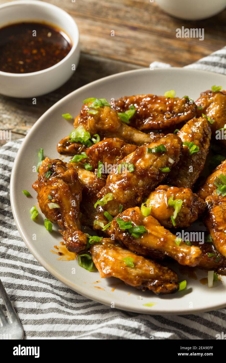 Homemade Baked Asian Chicken Wings with Dipping Sauce Stock Photo Alamy