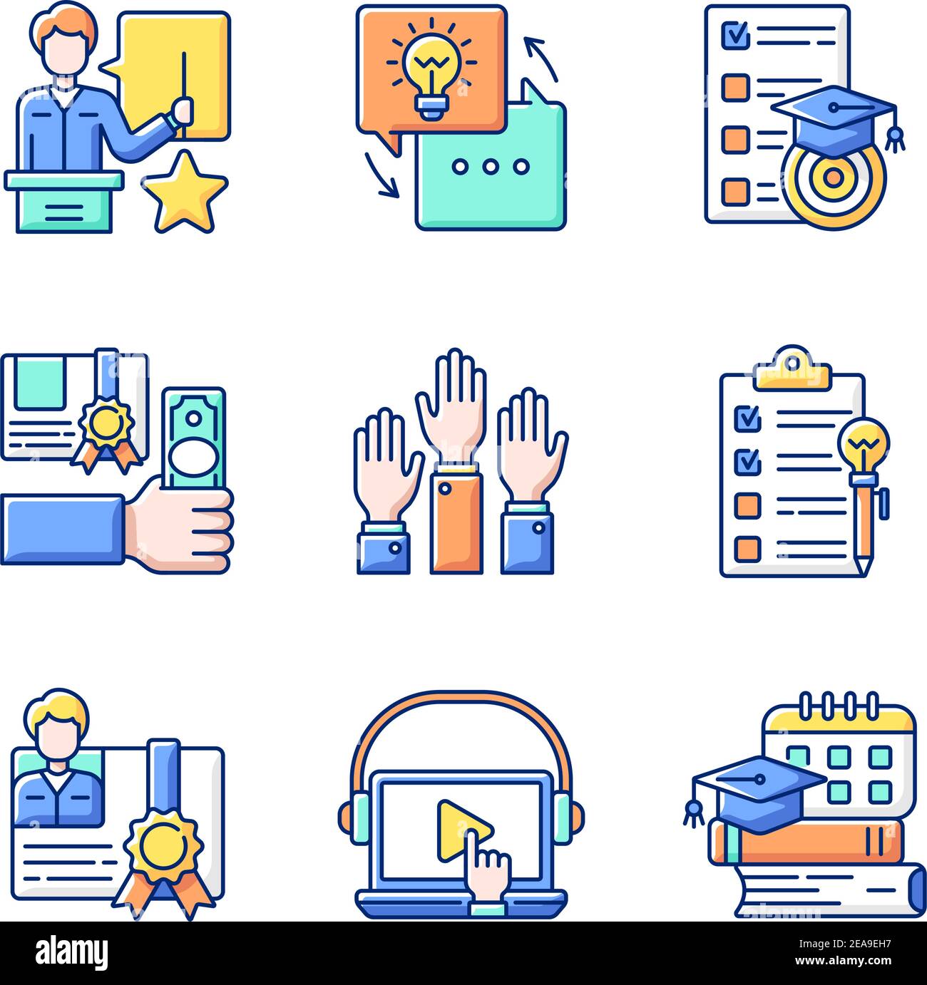 Workshop RGB color icons set Stock Vector