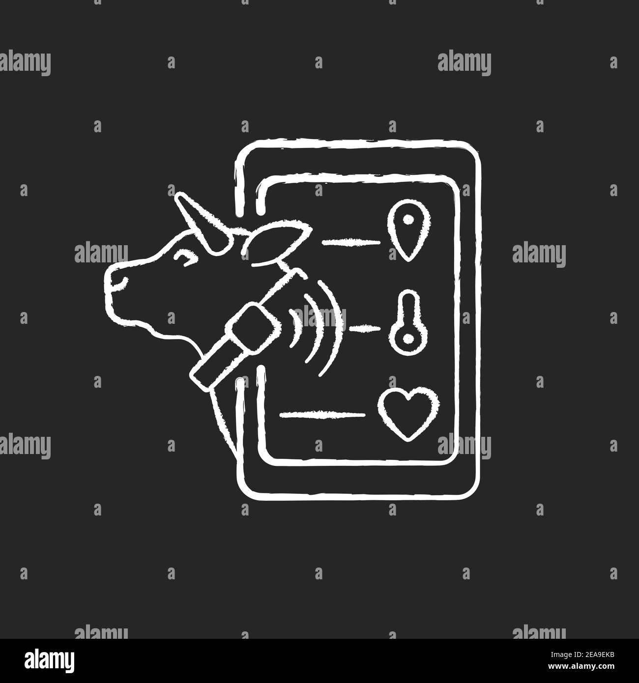 Livestock monitoring chalk white icon on black background Stock Vector  Image & Art - Alamy