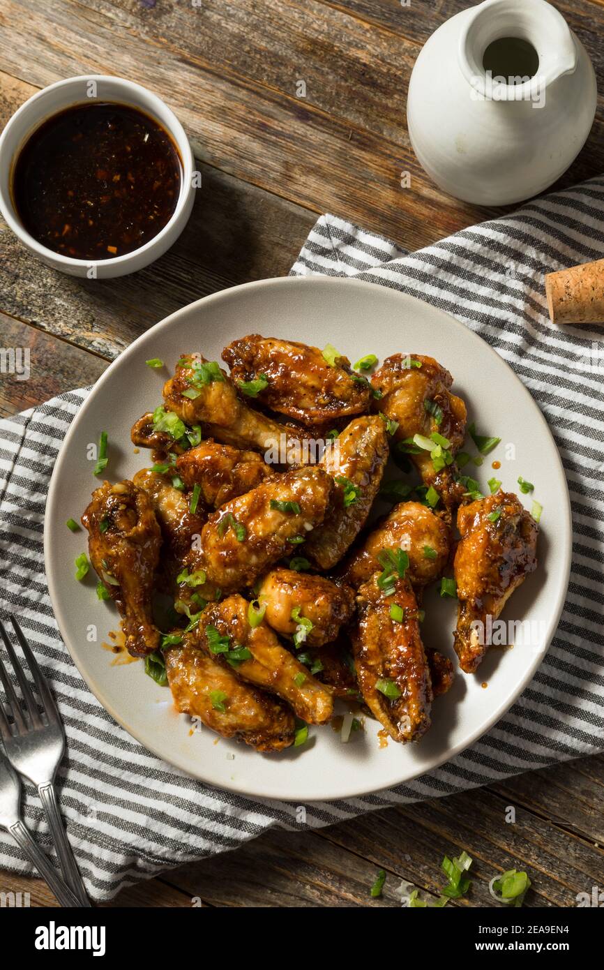 Homemade Baked Asian Chicken Wings with Dipping Sauce Stock Photo Alamy