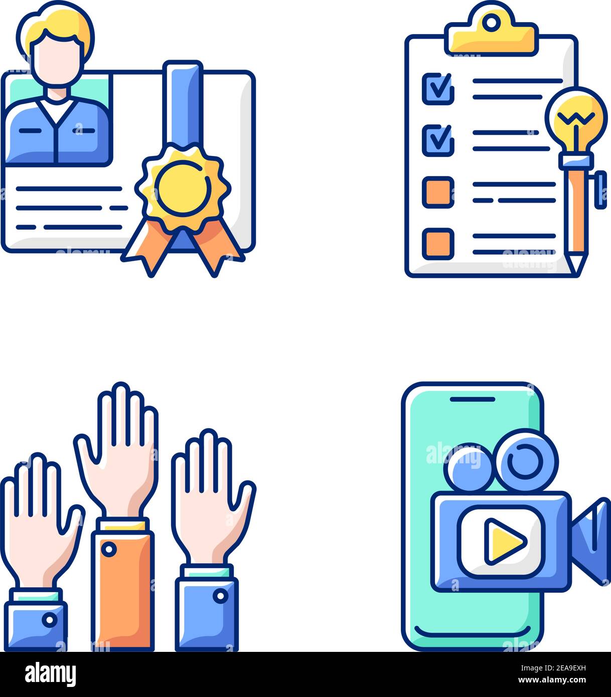 Workshop RGB color icons set Stock Vector