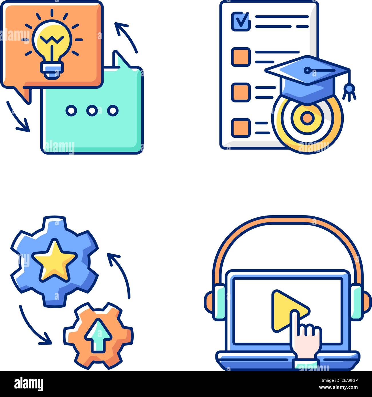 Workshop RGB color icons set Stock Vector