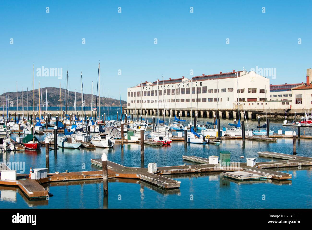 Gashouse Cove marina in front of Fort Mason Center for Arts and Culture, San Francisco, California. Stock Photo