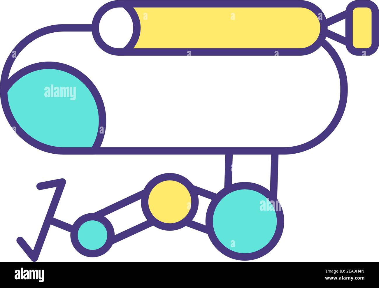 Seabed real-time sensing system RGB color icon Stock Vector