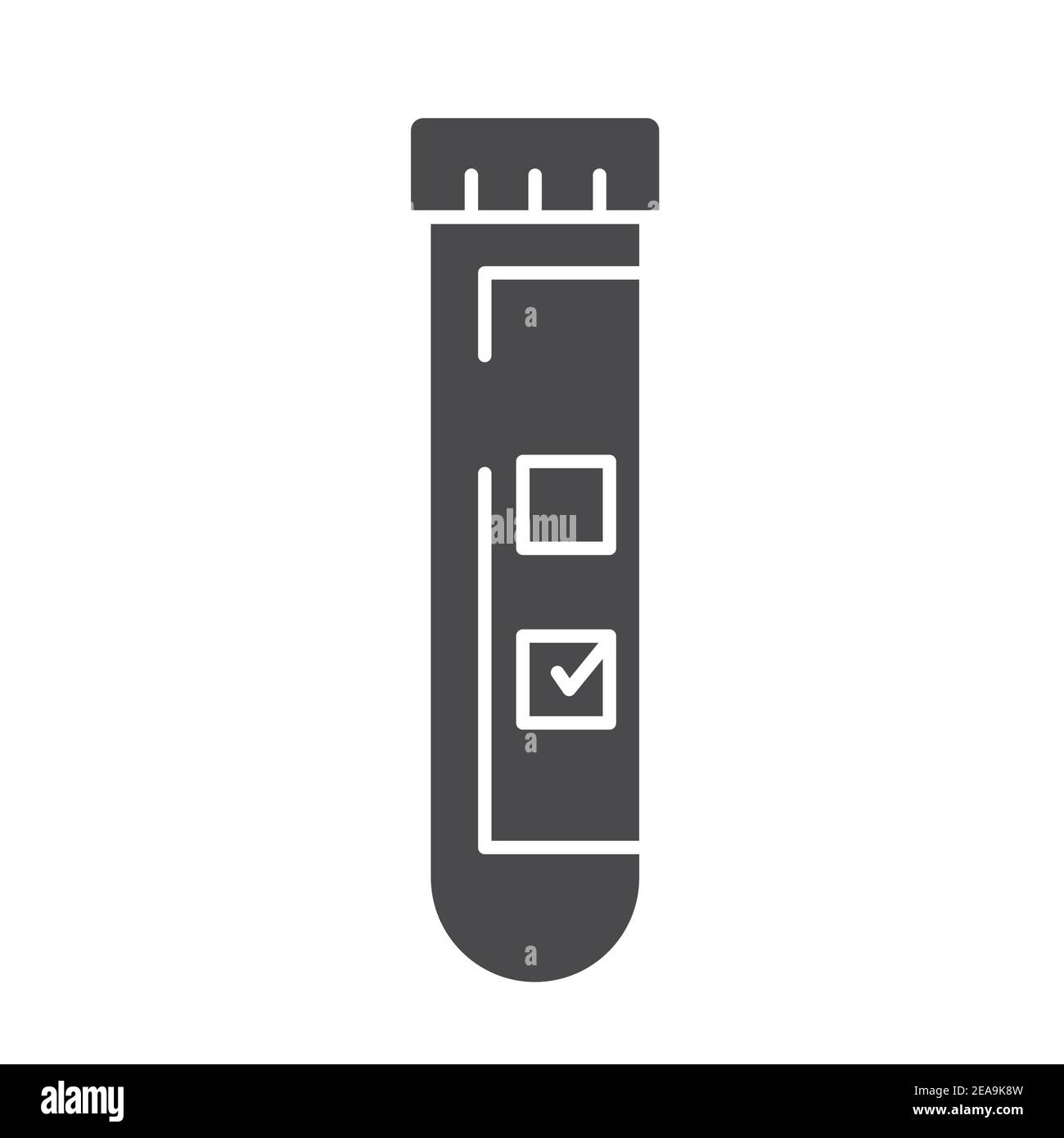 Laboratory tube with blood test color line icon. Check on disease ...