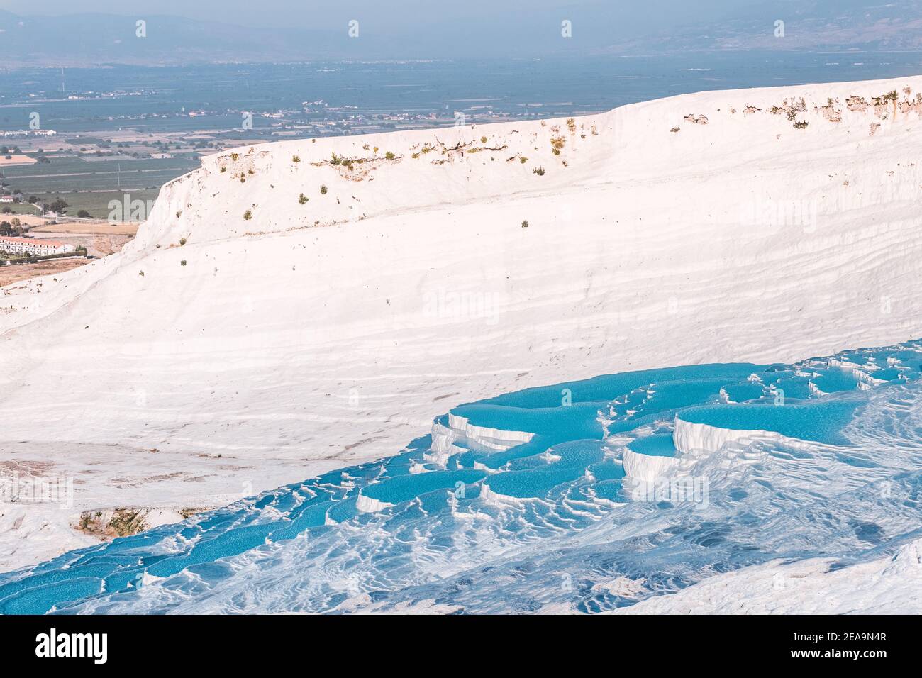 Famous travertines in the Turkish resort of Pamukkale near the city of ...