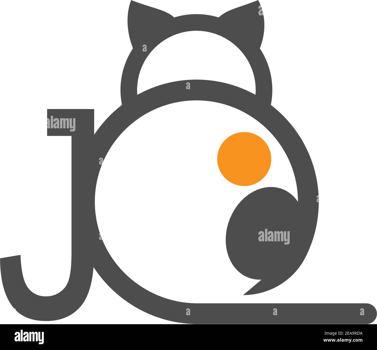 Cat icon logo with letter J template design vector illustration Stock