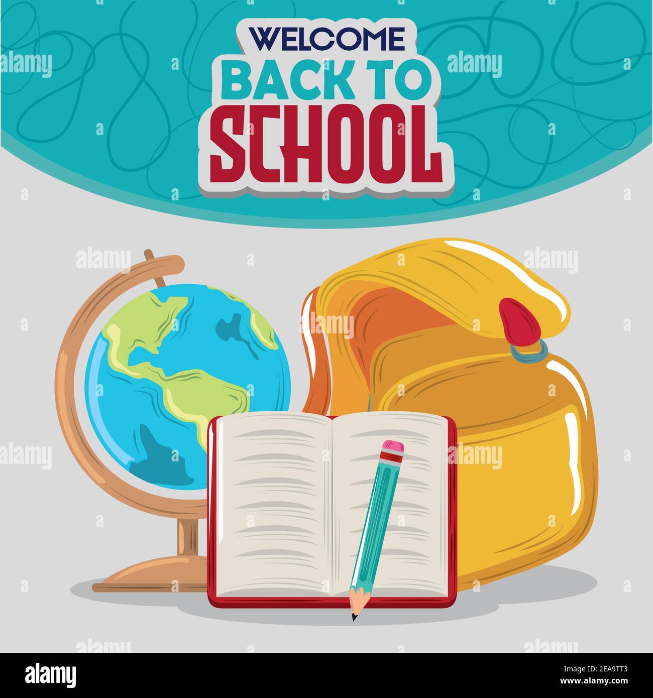 back to school education backpack book map and pencil vector ...