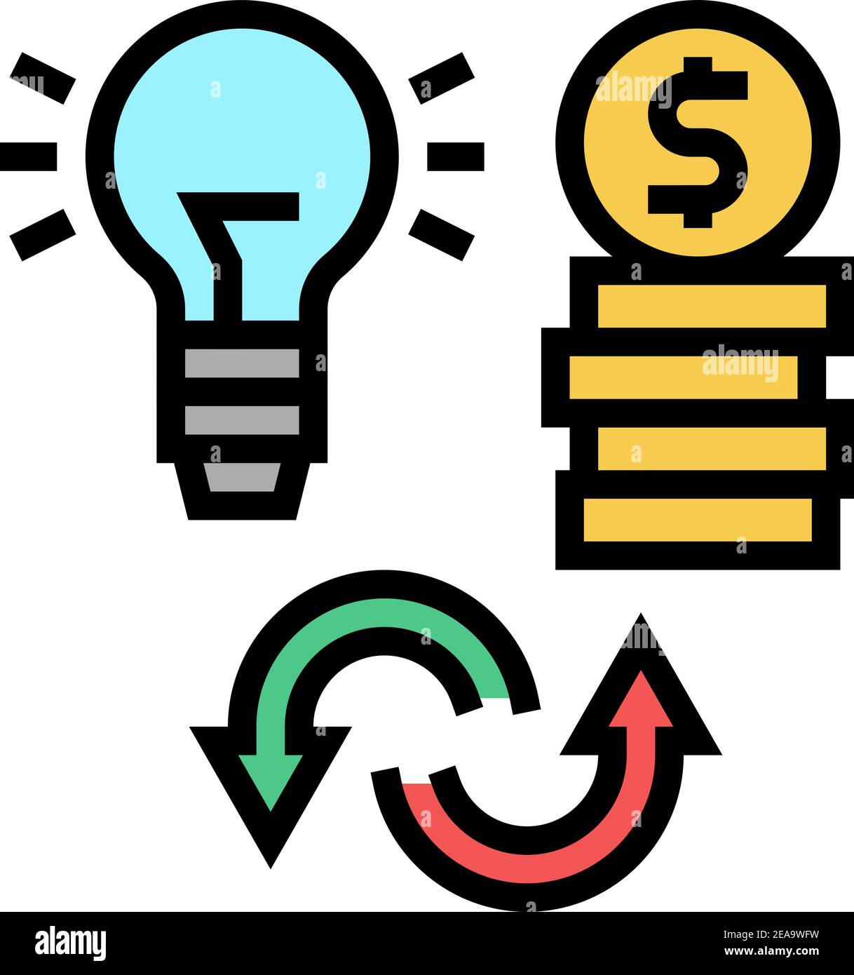 idea to money converter color icon vector illustration Stock Vector ...