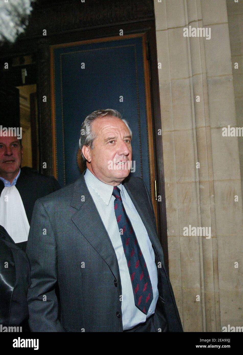 French prefect and former European Parlement member Jean-Charles Marchiani, former right-hand man of the French government for secret missions, arrives to the magistrates' court in Paris, France, on October 3, 2005, for the first day of his trial. Marchiani, 62, appears for influence peddling in a 1.25 million euro contract signed in the 90's between the French weapon company Giat Industries and the German company Renk. He incurs a ten-year prison sentence and a 150,000 euro fine. Photo by Mehdi Taamallah/ABACAPRESS.COM Stock Photo