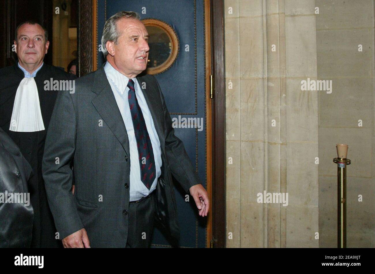 French prefect and former European Parlement member Jean-Charles Marchiani, former right-hand man of the French government for secret missions, arrives to the magistrates' court in Paris, France, on October 3, 2005, for the first day of his trial. Marchiani, 62, appears for influence peddling in a 1.25 million euro contract signed in the 90's between the French weapon company Giat Industries and the German company Renk. He incurs a ten-year prison sentence and a 150,000 euro fine. Photo by Mehdi Taamallah/ABACAPRESS.COM Stock Photo