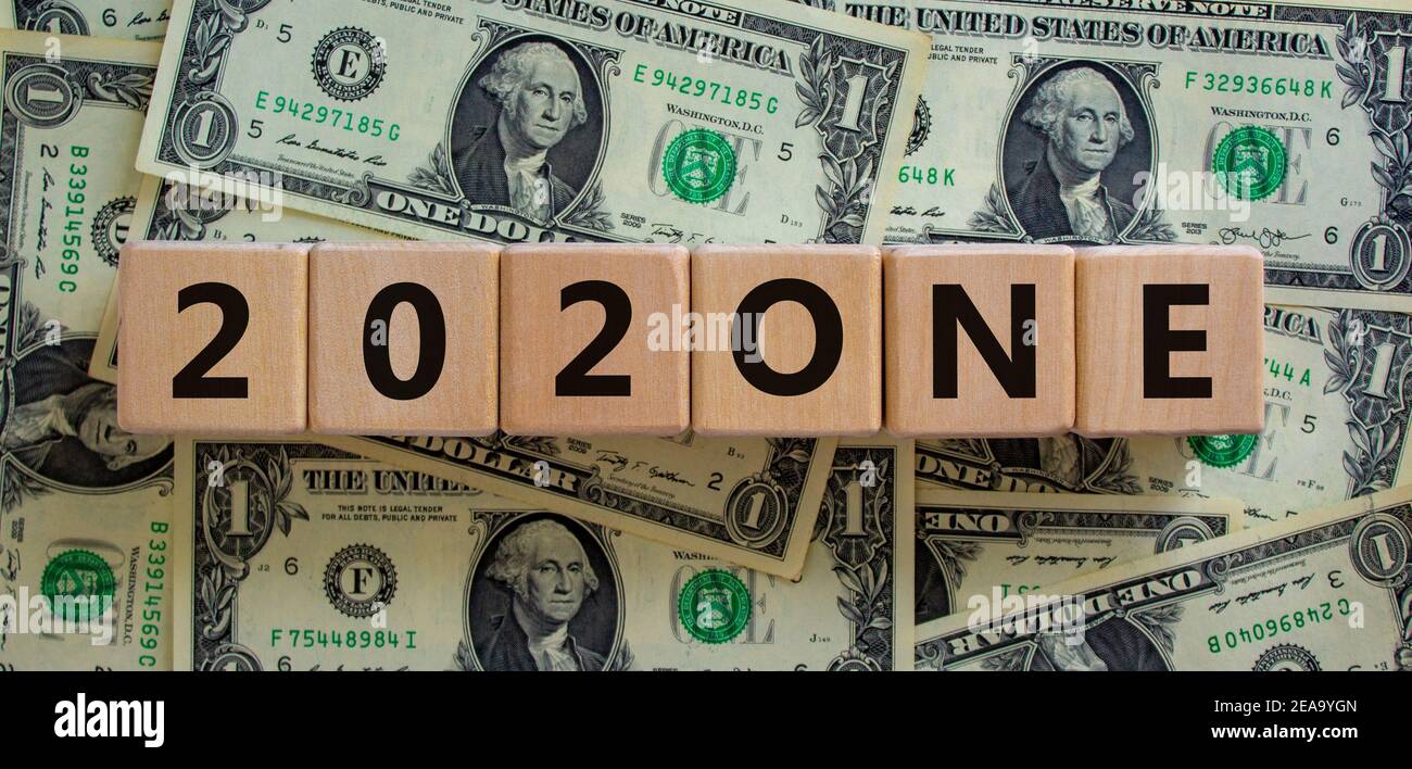 Business concept of planning 2021. Wooden cubes with the words '202one ...