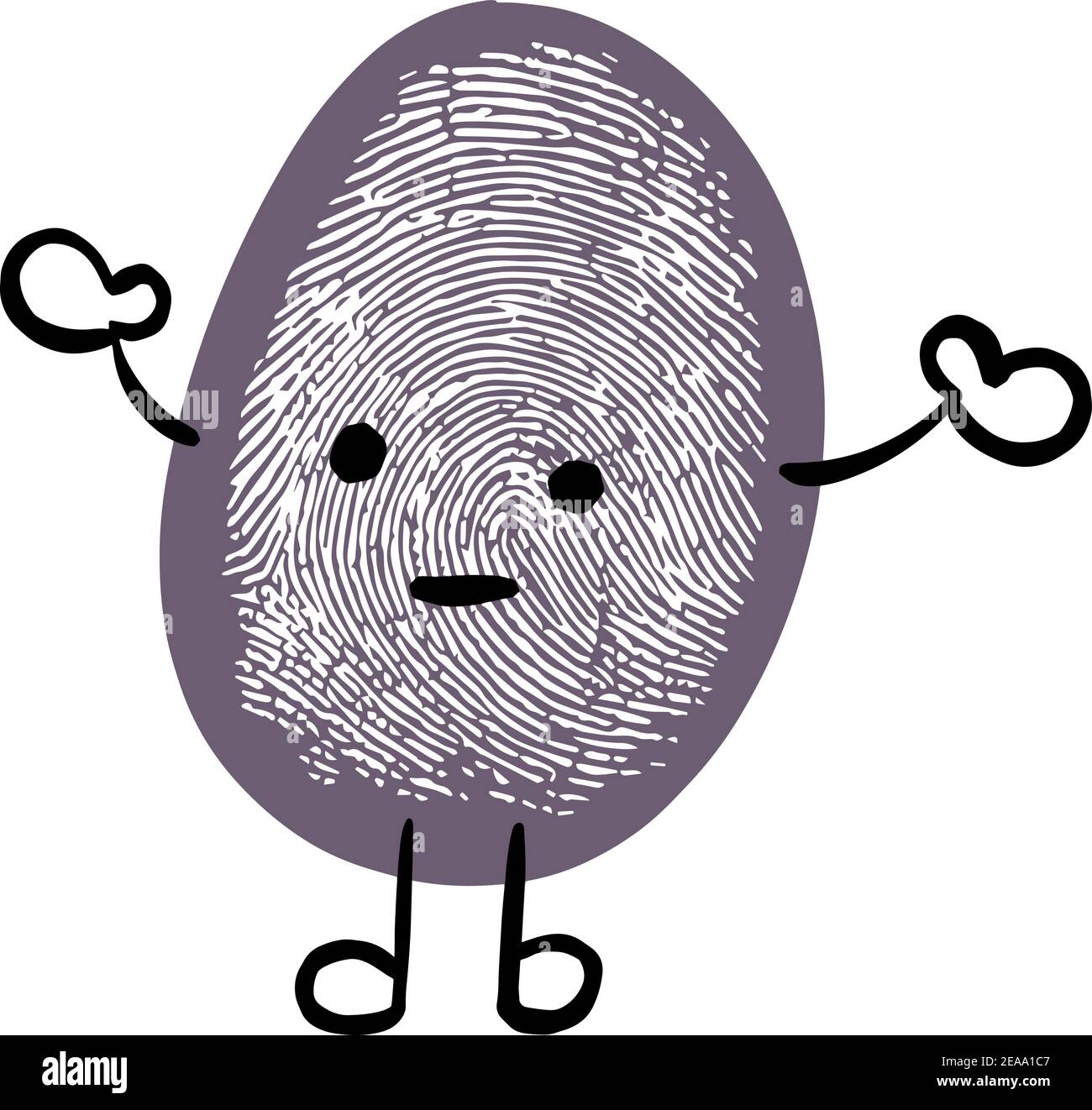 Funny Fingerprint Print Bean Cartoon Character Emoticon Stock