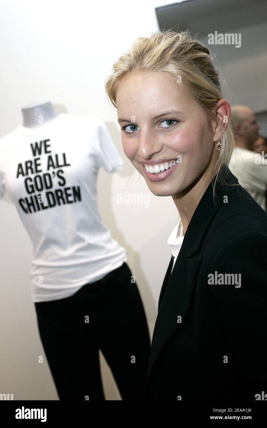 Czech top model Karolina Kurkova launches a t-shirt collection in