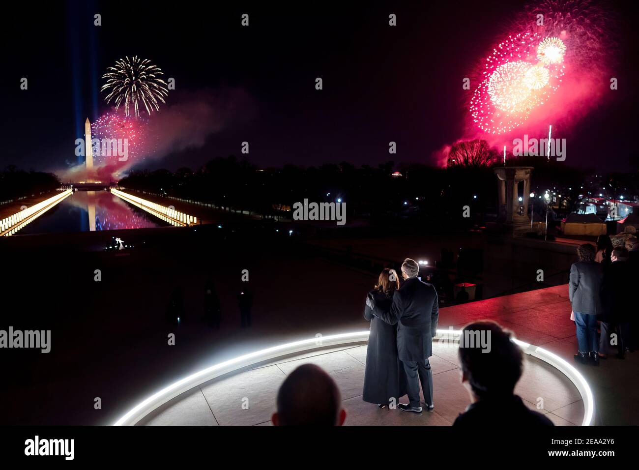 Kate Firework Singer Vice President Kamala Harris and Mr. Doug Emhoff, listen as singer Katy ...