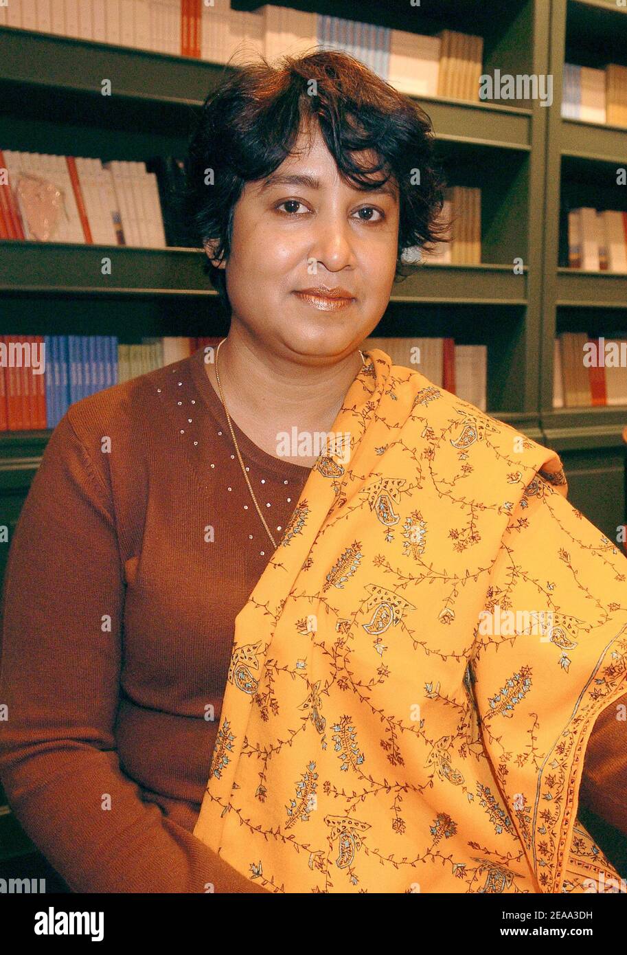 Bangladesh Journalist, novelist and human rights activist Taslima Nasreen attends the first edition of the 'Women's Forum for the economy and society' in Deauville, Calvados, France on October 13, 2005.Photo by Bruno Klein/ABACAPRESS.COM Stock Photo