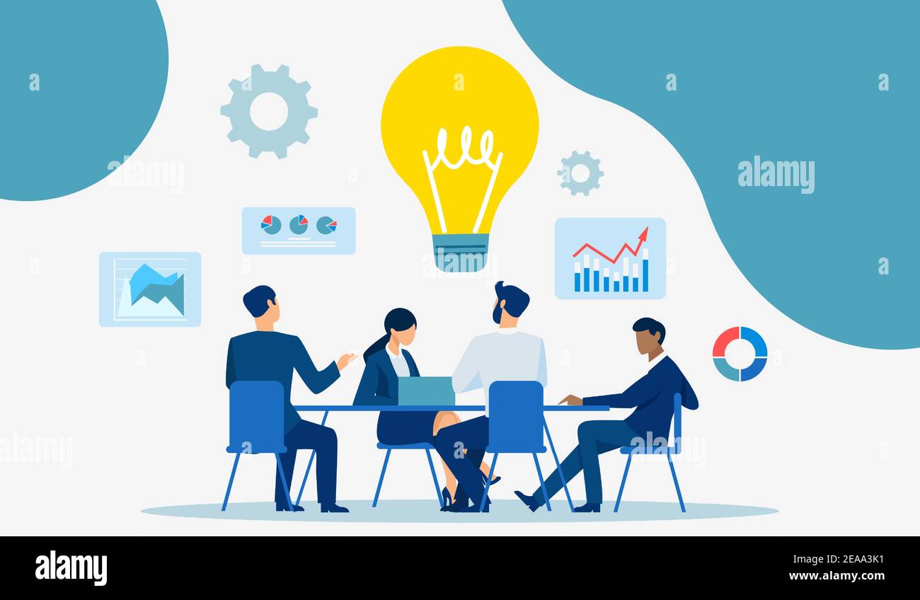 Vector of business people brainstorming financial opportunity idea ...
