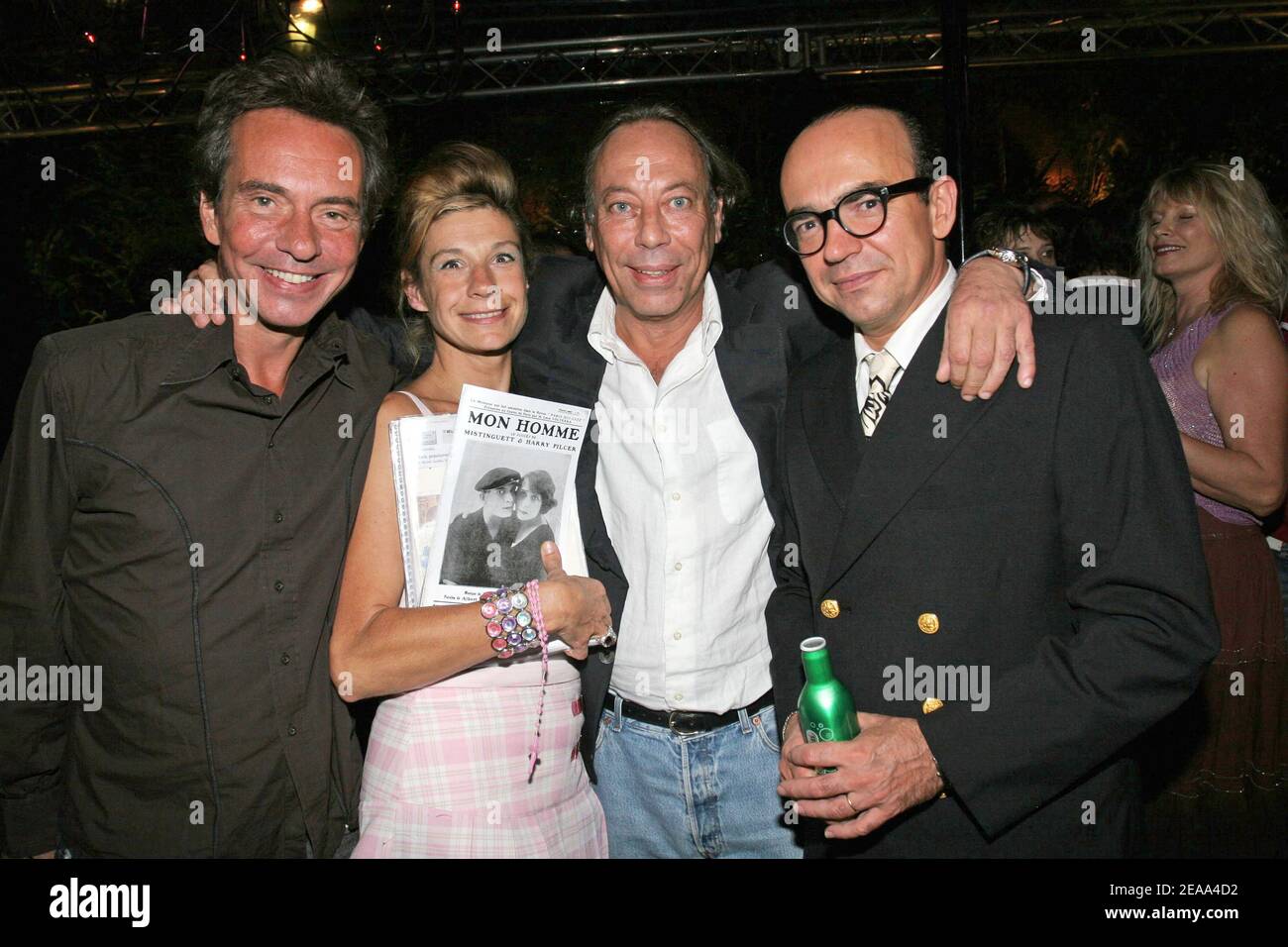 French journalist Basile de Koch, Moet RP Franck Couecou, French TV presenter Karl Zero attend the birthday party of Frigide Barjot at the club 'L'etoile' in Paris, France on october 17, 2005. Photo by Benoit Pinguet/ABACAPRESS.COM Stock Photo