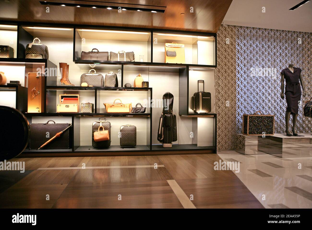 Inside view of the new Louis Vuitton store of the Champs Elysees avenue in  Paris, France on october 20, 2005. The store is the world's biggest luxury  store. The newly remodeled store