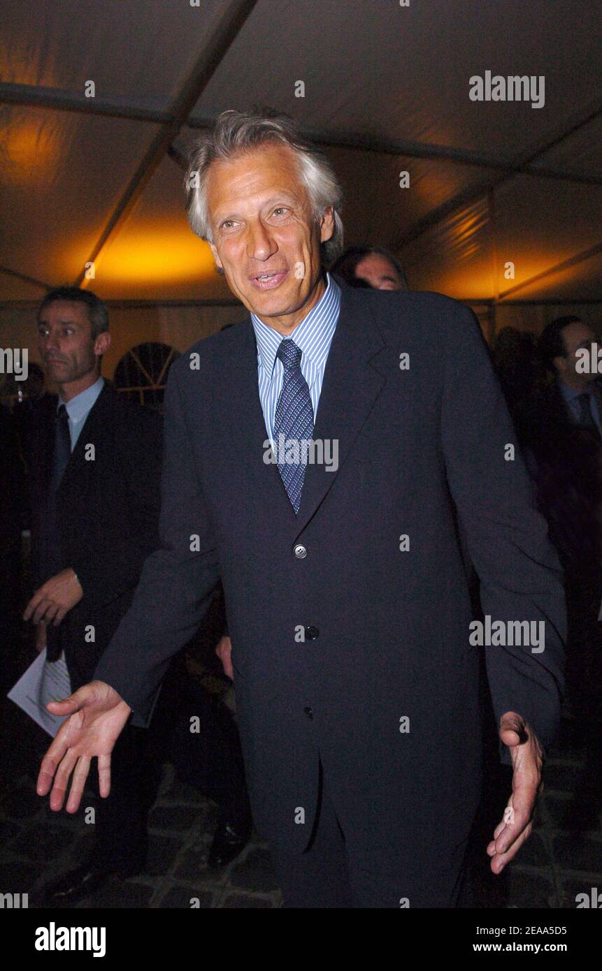 Prime minister Dominique de Villepin attends the official ceremony to celebrate the centenary of the French protestant federation in Paris, France on October 21, 2005. Photo by Bruno Klein/ABACAPRESS.COM Stock Photo