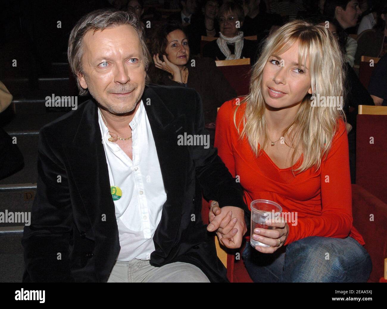 French Singer Renaud Sechan And His Wife Romane Cerda Attend A Concert Organized By The Paris Support Committee For Ingrid Betancourt At The Theatre Du Rond Point In Paris France On October 25