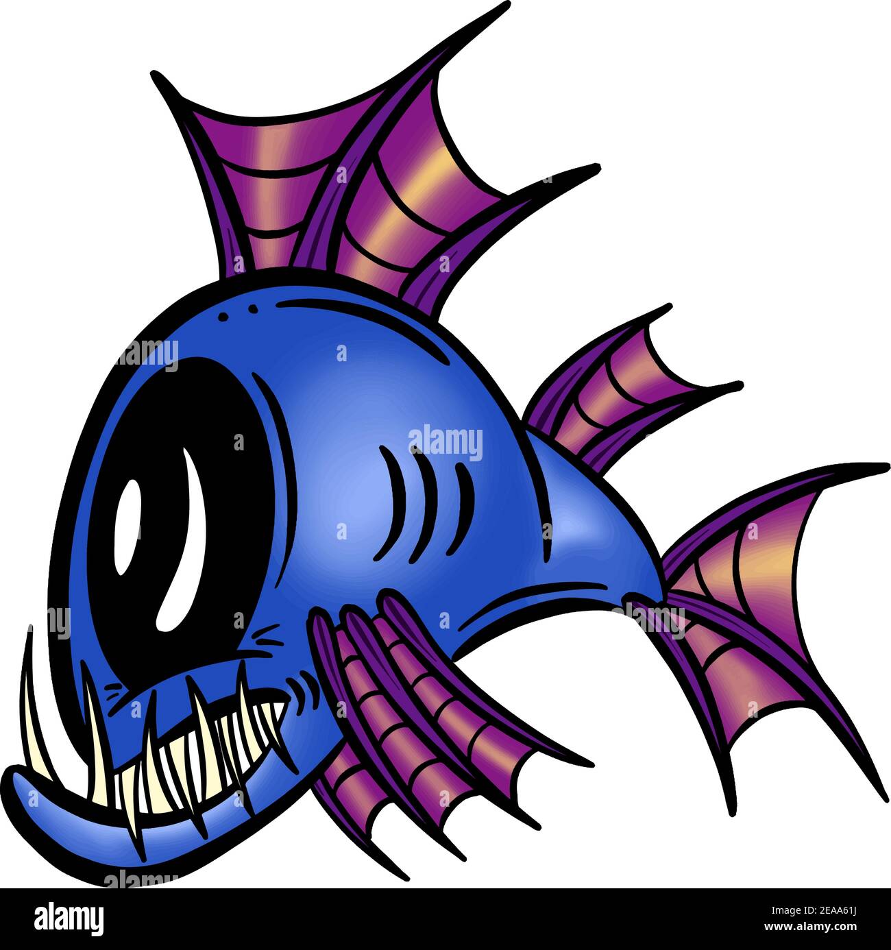 Colour Cartoon Anglerfish Fish Outline Illustration Vector Stock Vector  Image & Art - Alamy