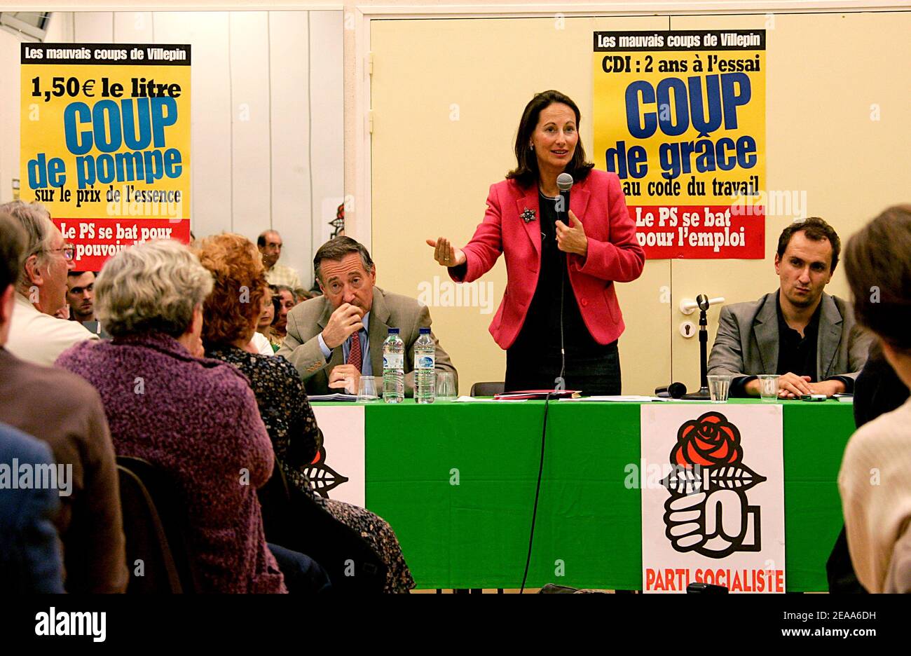French Socialist top leader and president of the regional council of Poitou-Charentes, Segolene Royal, during a meeting in Blanquefort, southwestern France, on October 27, 2005. Royal, who is potential candidate in the next race for president, is touring France before the Party Congress to be beld November 18 to 20 in Le Mans. Photo by Patrick Bernard/ABACAPRESS.COM Stock Photo