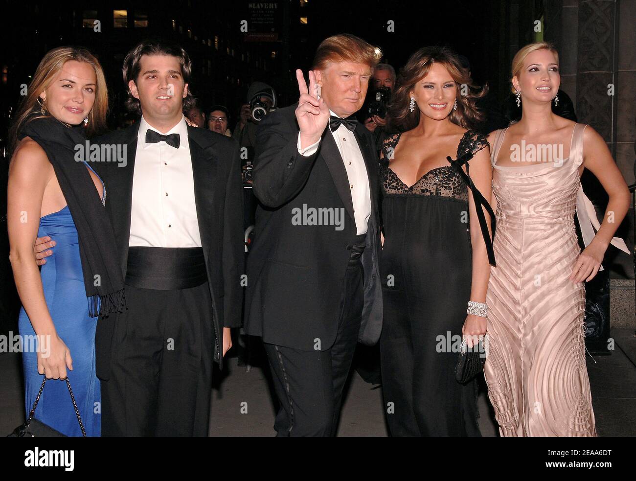 Donald Trump and his pregnant wife Melania Trump along with his son Donald  Trump Jr. (left) and his daughter Ivanka Trump arrive at the 22nd Annual  Night of Stars Honoring ""The Romantics"",