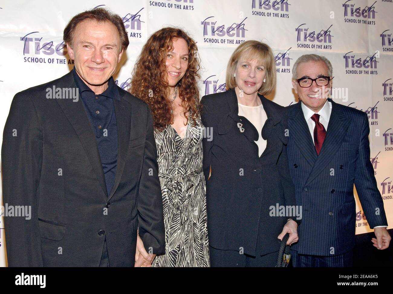 U.S. actor Harvey Keitel and his wife Daphna Kastner pose with director Martin Scorsese and his wife Helen Morris as they arrive at NYU's Tisch School of Arts Benefit Gala Evening held at Cipriani's 42nd street in New York City, NY, USA, on Friday October 28, 2005. Photo by Nicolas Khayat/ABACAPRESS.COM Stock Photo