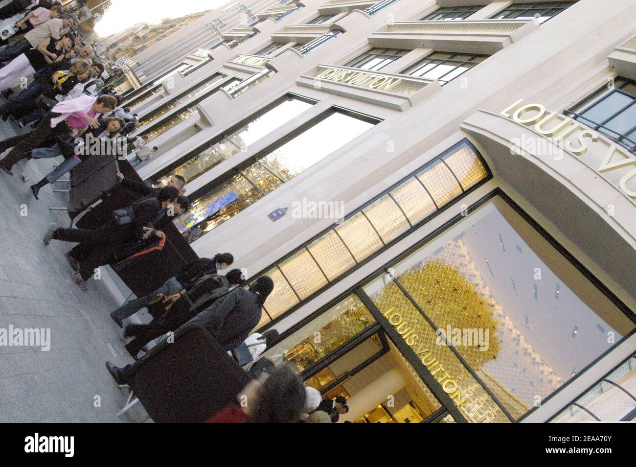 View of the new Louis Vuitton store of the Champs Elysees avenue in Paris,  France on November 1, 2005. The store is the world's biggest luxury store.  The newly remodeled store was