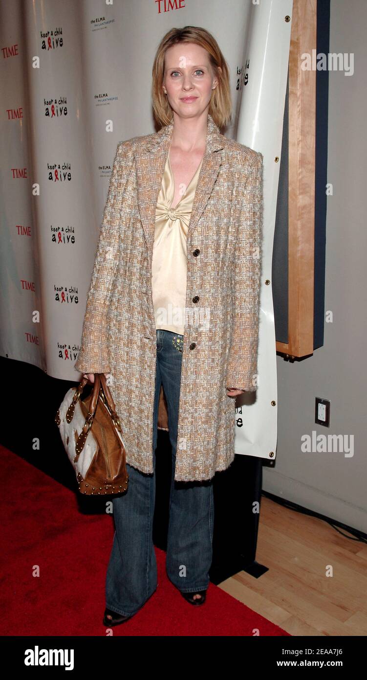 Actress Cynthia Nixon poses as she arrives at Keep a Child Alive's Annual 'The Black Ball' to benefit AIDS research, held at the Frederick P. Rose Hall in New York, on Thursday November 3, 2005. Photo by Nicolas Khayat/ABACAPRESS.COM Stock Photo