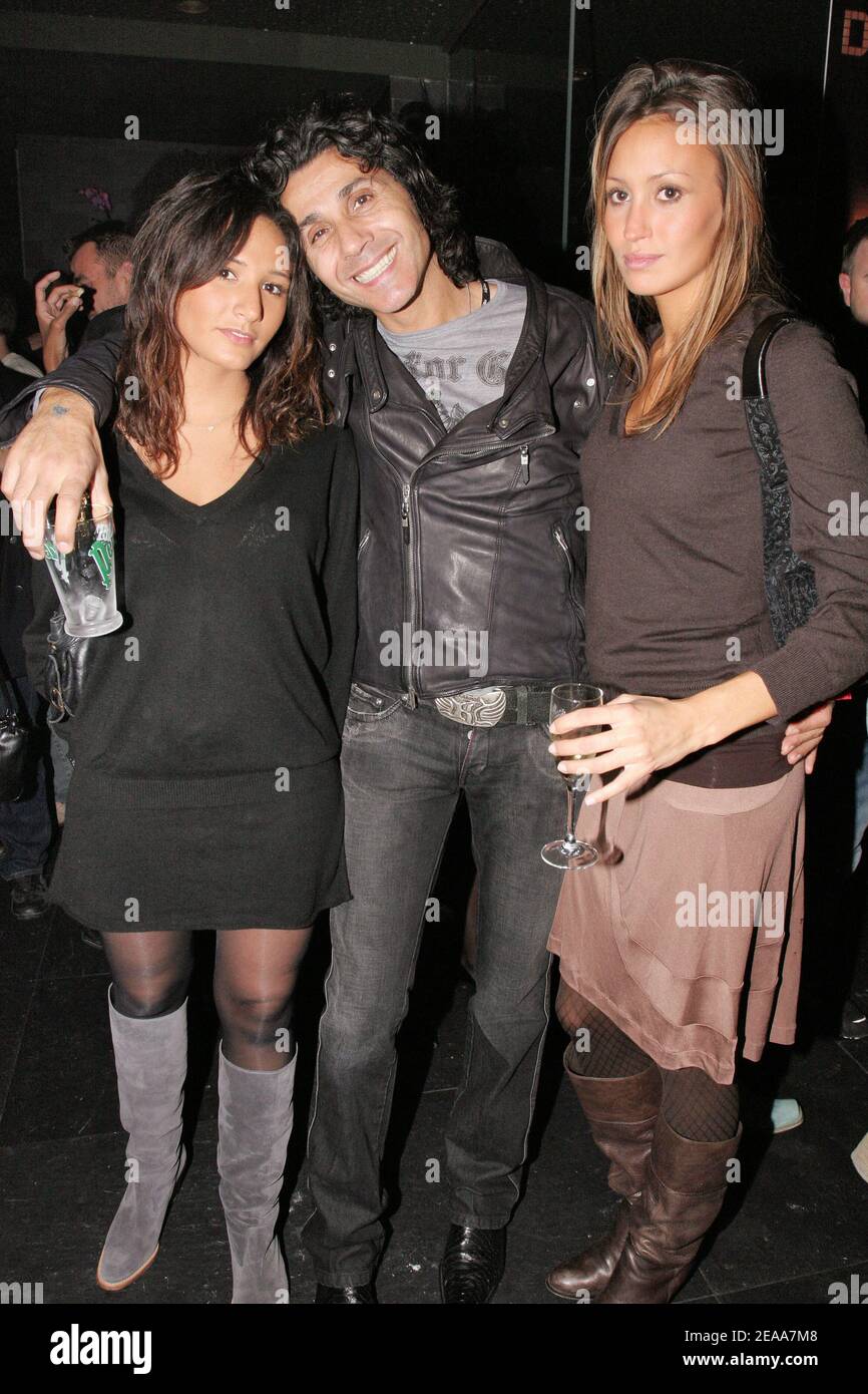 Exlusive. French singer Jean-Luc Lahaye (C) his daughter Margaux and a  friend Vanessa (R) attend the 'Deep Dish French tour' at the restaurant  'CHEZ R' (R-By Rest-O-Loundge ) in Paris, France on