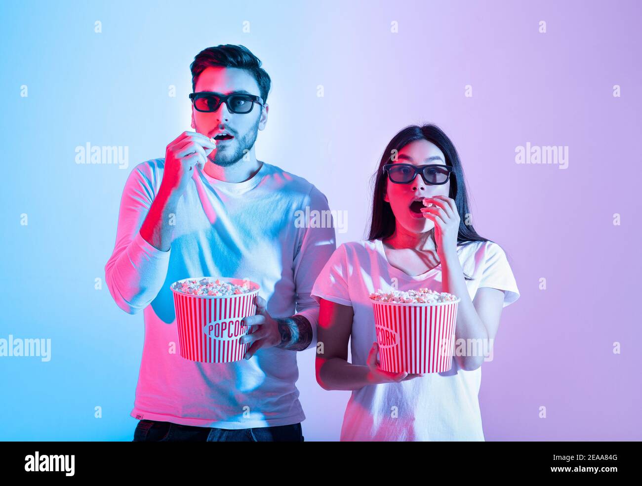 Amazing entertainment, leisure time together and cinema with modern technology Stock Photo