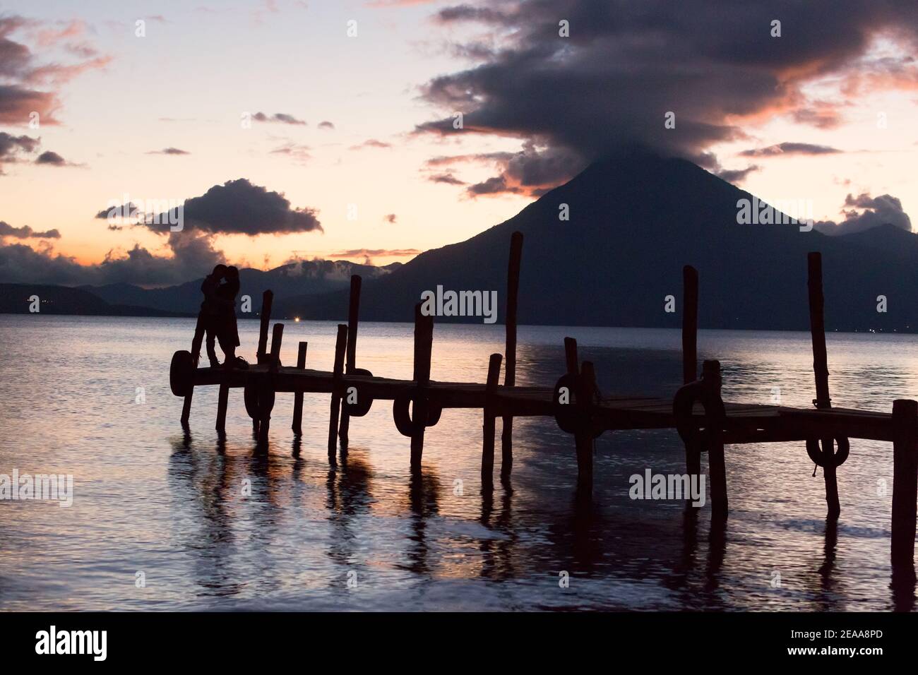 Panajachel, Lake Atitlan GuatemalaSilhouette Of Kissing Couple On Lake ...