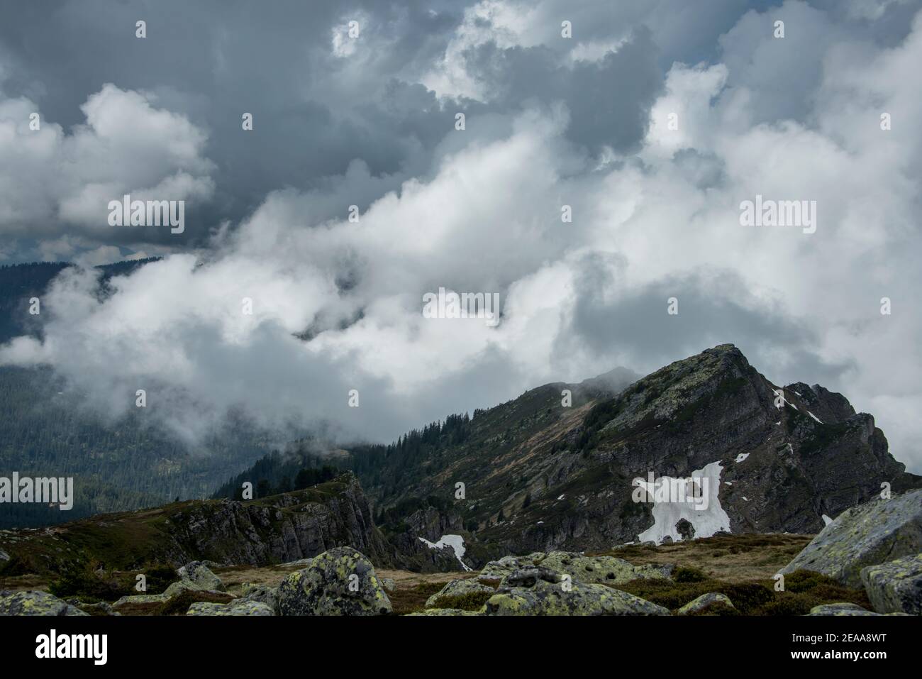 Mountain top with clouds Stock Photo
