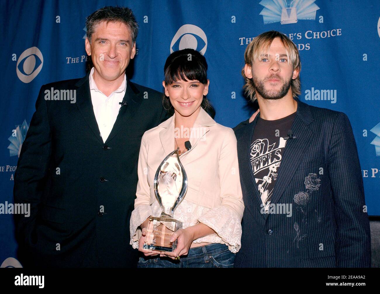 Craig Ferguson, Jennifer Love Hewitt and Dominic Monaghan attend the 32nd Annual People's Choice Awards Nominations at the Roosevelt Hotel in Hollywood, Los Angeles, CA, USA, on November 10, 2005. Photo by Lionel Hahn/ABACAPRESS.COM Stock Photo