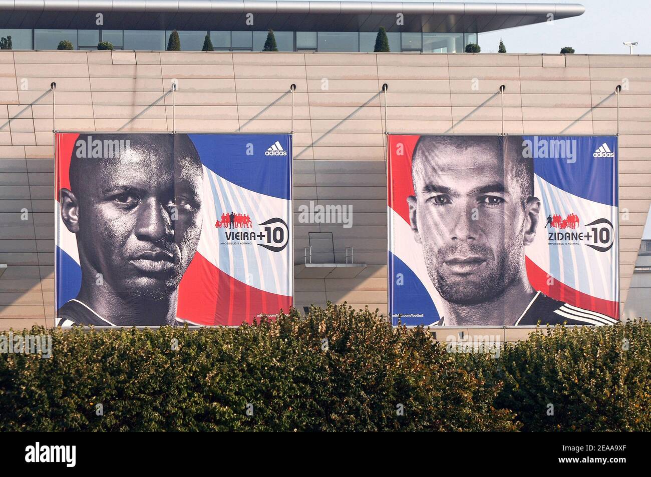 Adidas present the new giant French national soccer team shirt for the 2006  Worldcup in the front at the 'Palais des Congres' in Paris, France, on  November 14, 2005. Photo by Stephane