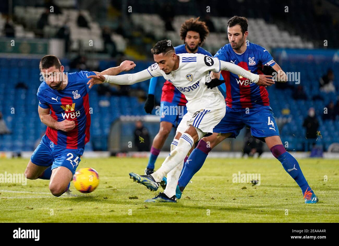 Leeds United's Raphinha shoots during the Premier League match at