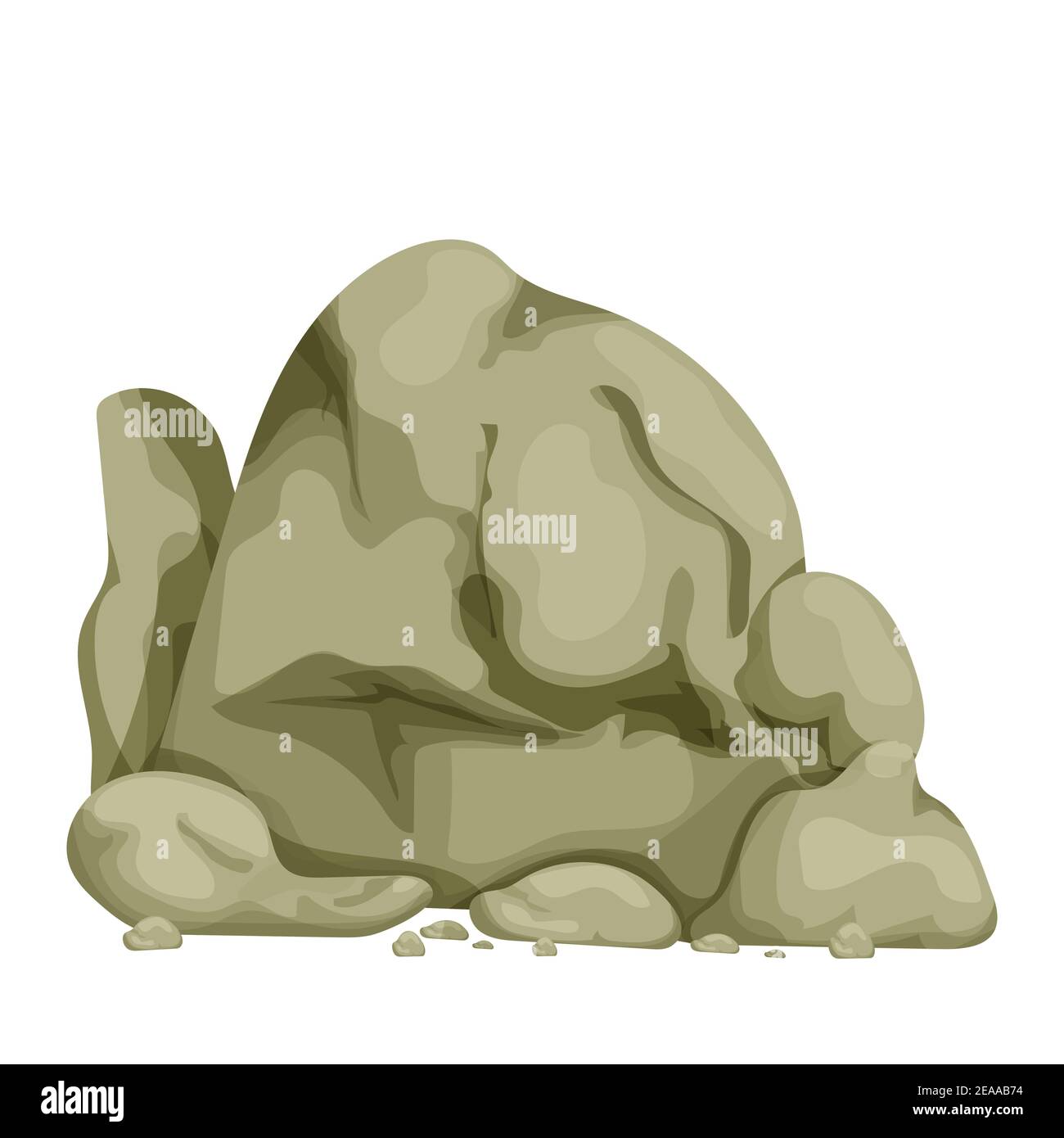 Stone pile, rock construction heavy in cartoon style isolated on white background. Mineral detailed drawing, old textured, boulder decoration. Vector Stock Vector