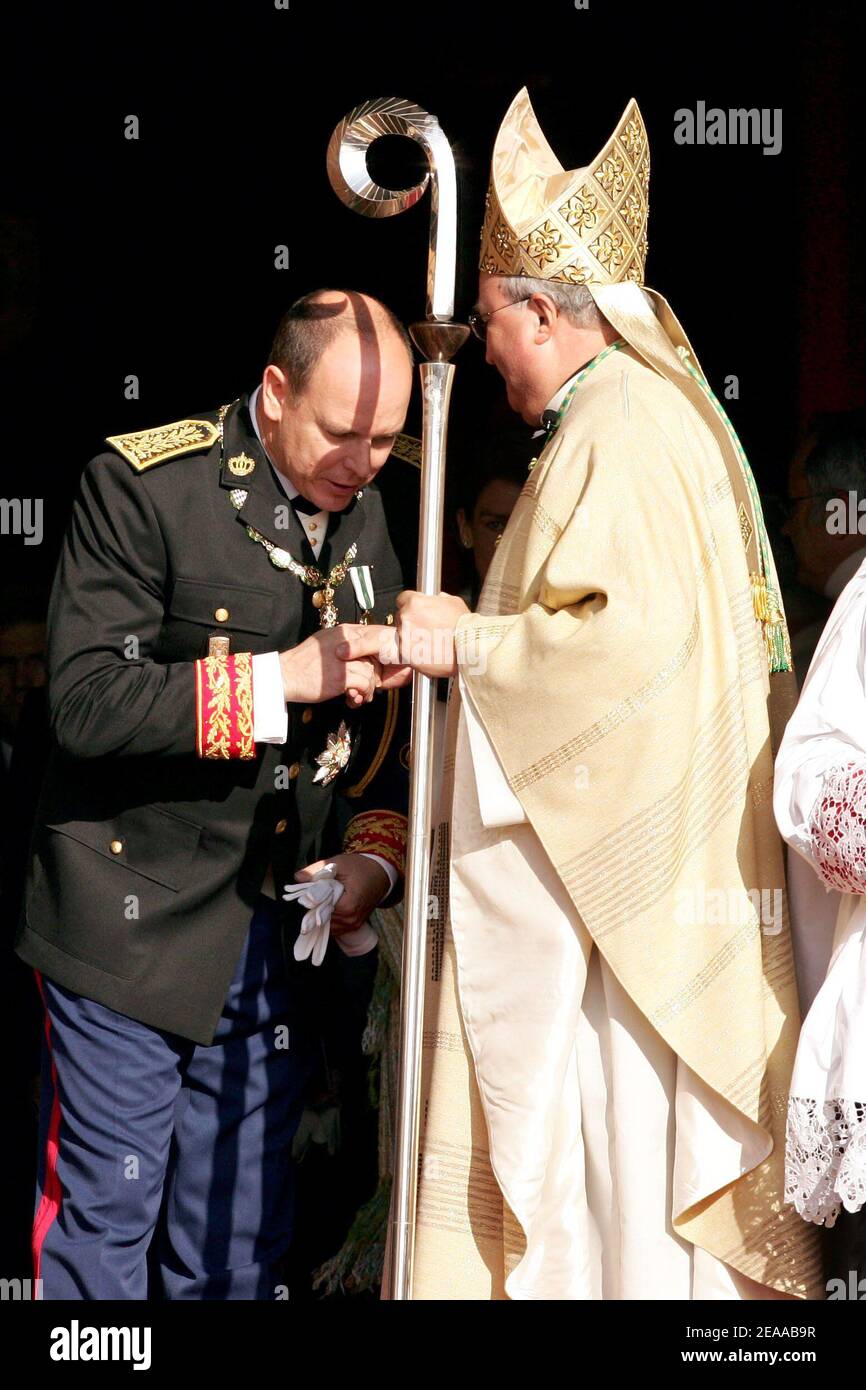 Monaco Ruler Prince Albert II of Monaco leave Monaco's Cathedrale after the ...