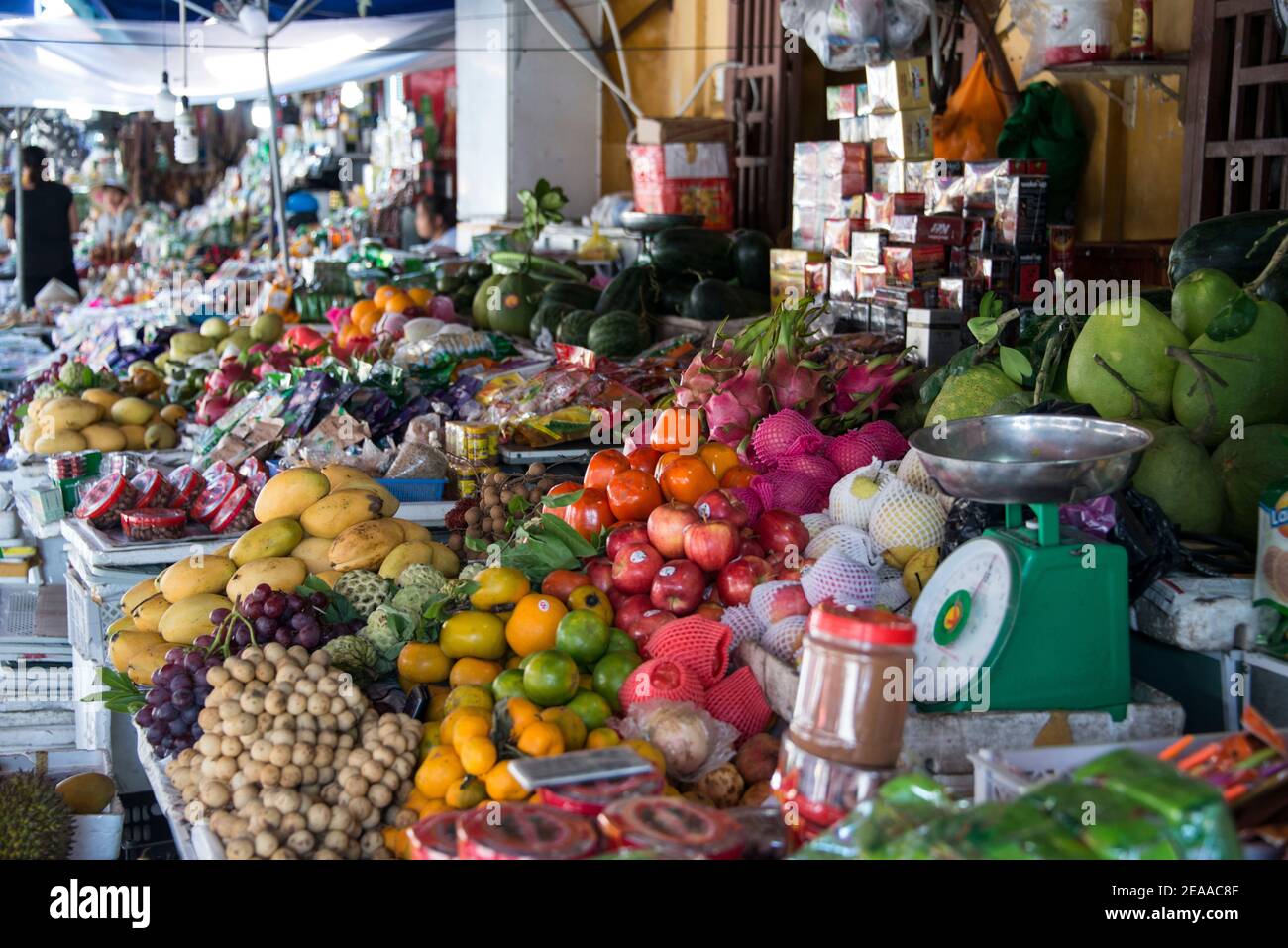 Vegetable market, display window, Hoi An, Vietnam Stock Photo