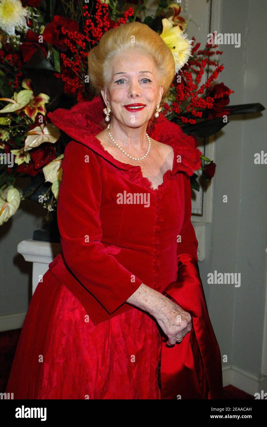 Dame Nancy Chopard poses during a charity gala dinner benefiting