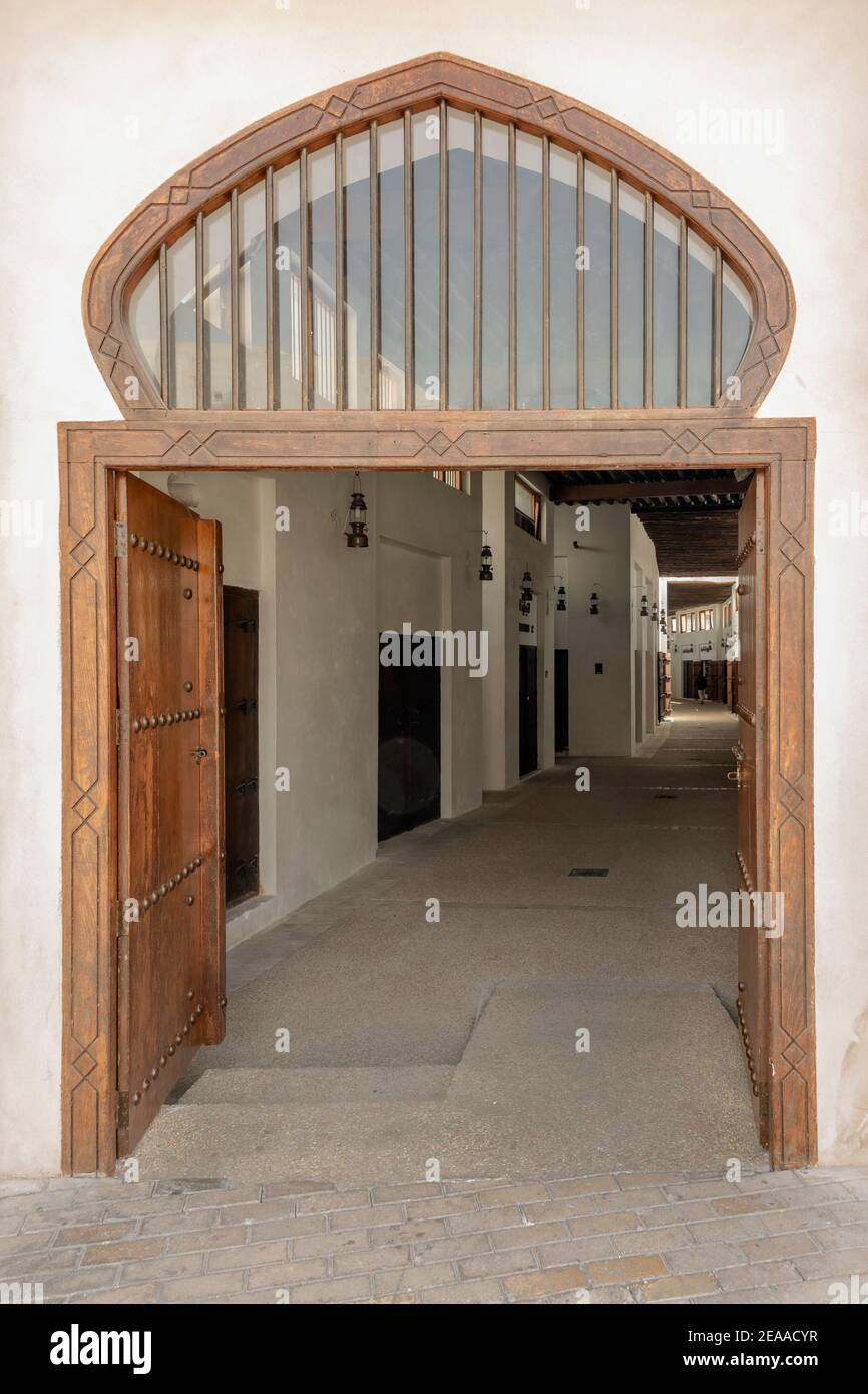 Entry door, old Souk Al Arsah, Sharjah, UAE Stock Photo Alamy