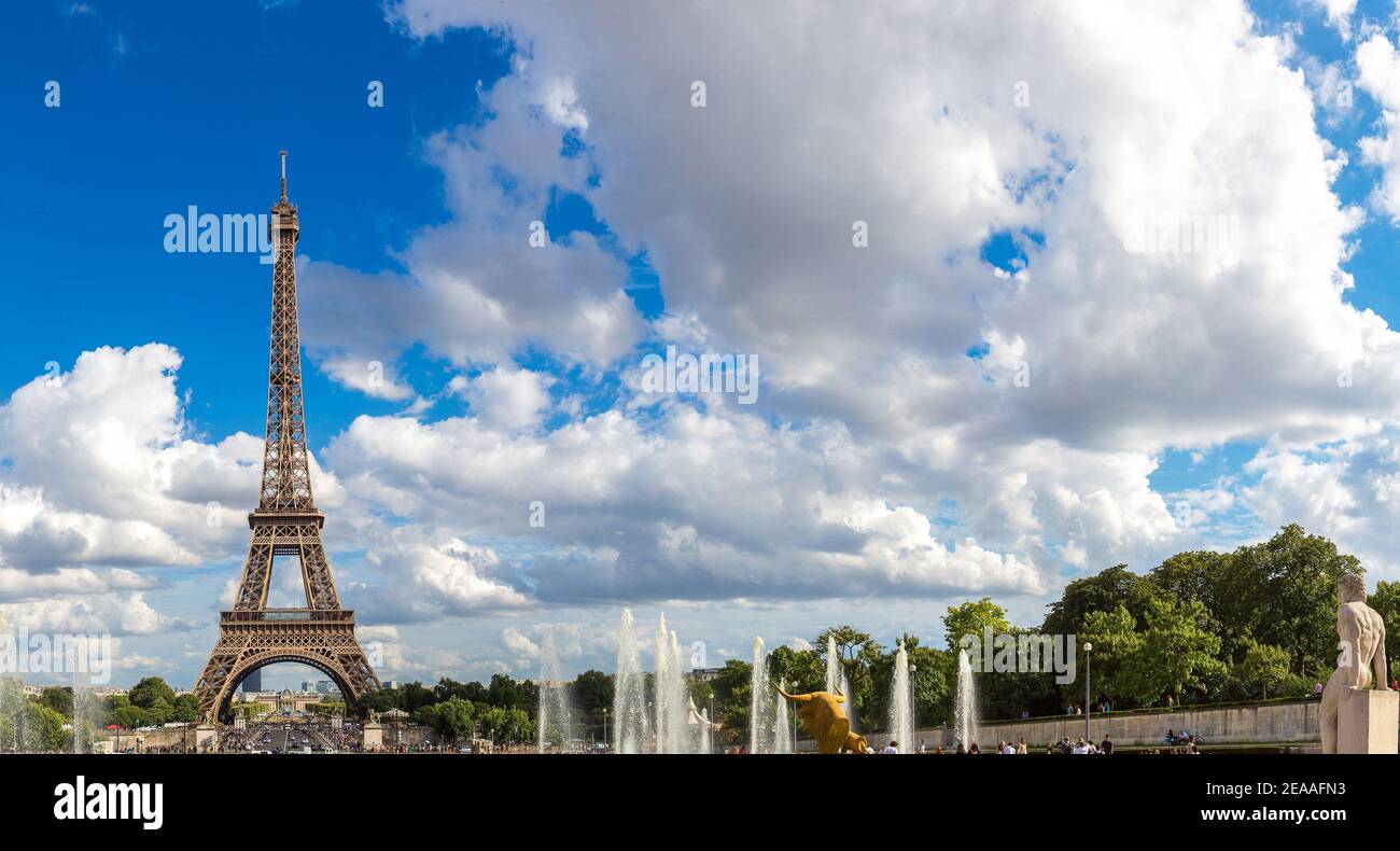 Panoramic view of Eiffel Tower most visited monument in France and the