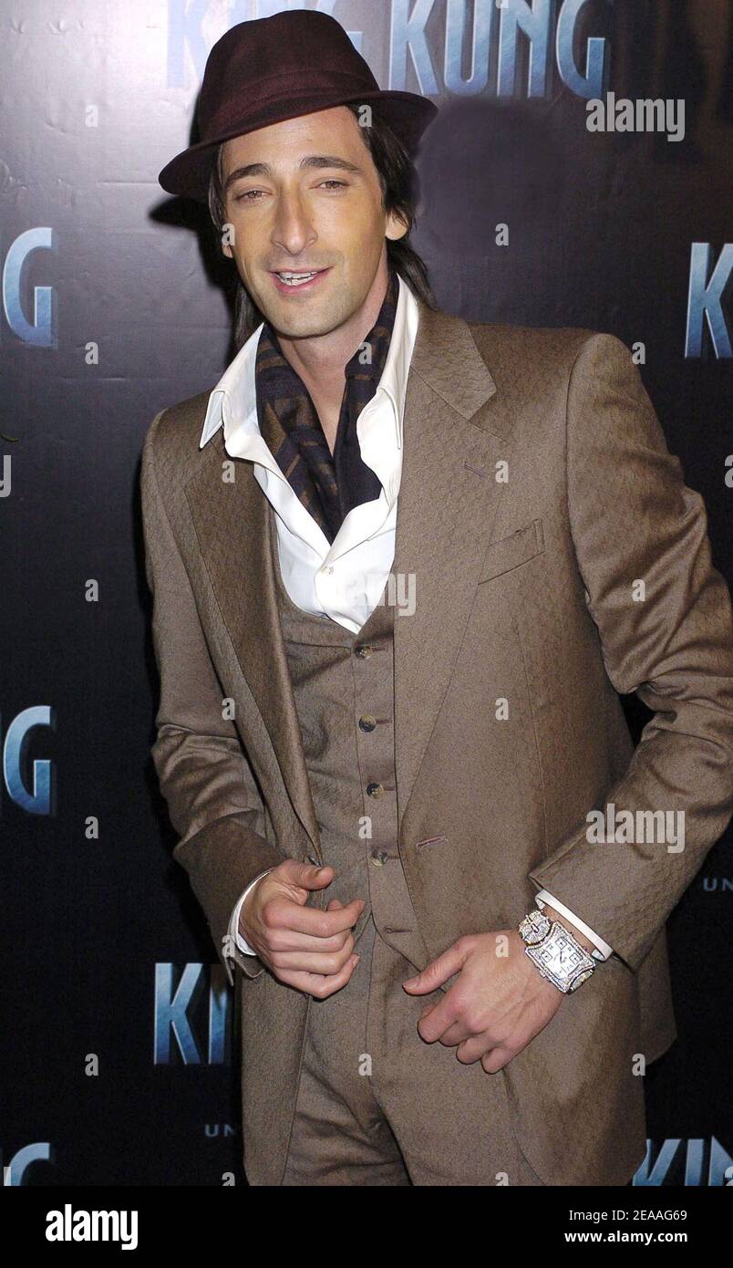 'US actor and cast member Adrien Brody attends the French premiere of ''King-Kong'' held at the Gaumont Marignan theater in Paris on December 10, 2005. Photo by Bruno Klein/ABACAPRESS.COM' Stock Photo