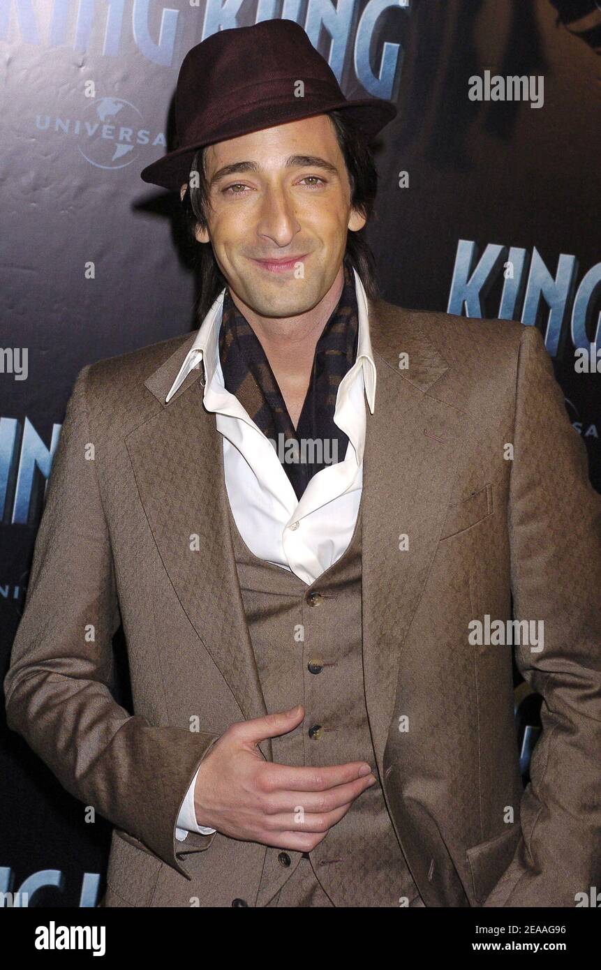 'US actor and cast member Adrien Brody attends the French premiere of ''King-Kong'' held at the Gaumont Marignan theater in Paris on December 10, 2005. Photo by Bruno Klein/ABACAPRESS.COM' Stock Photo