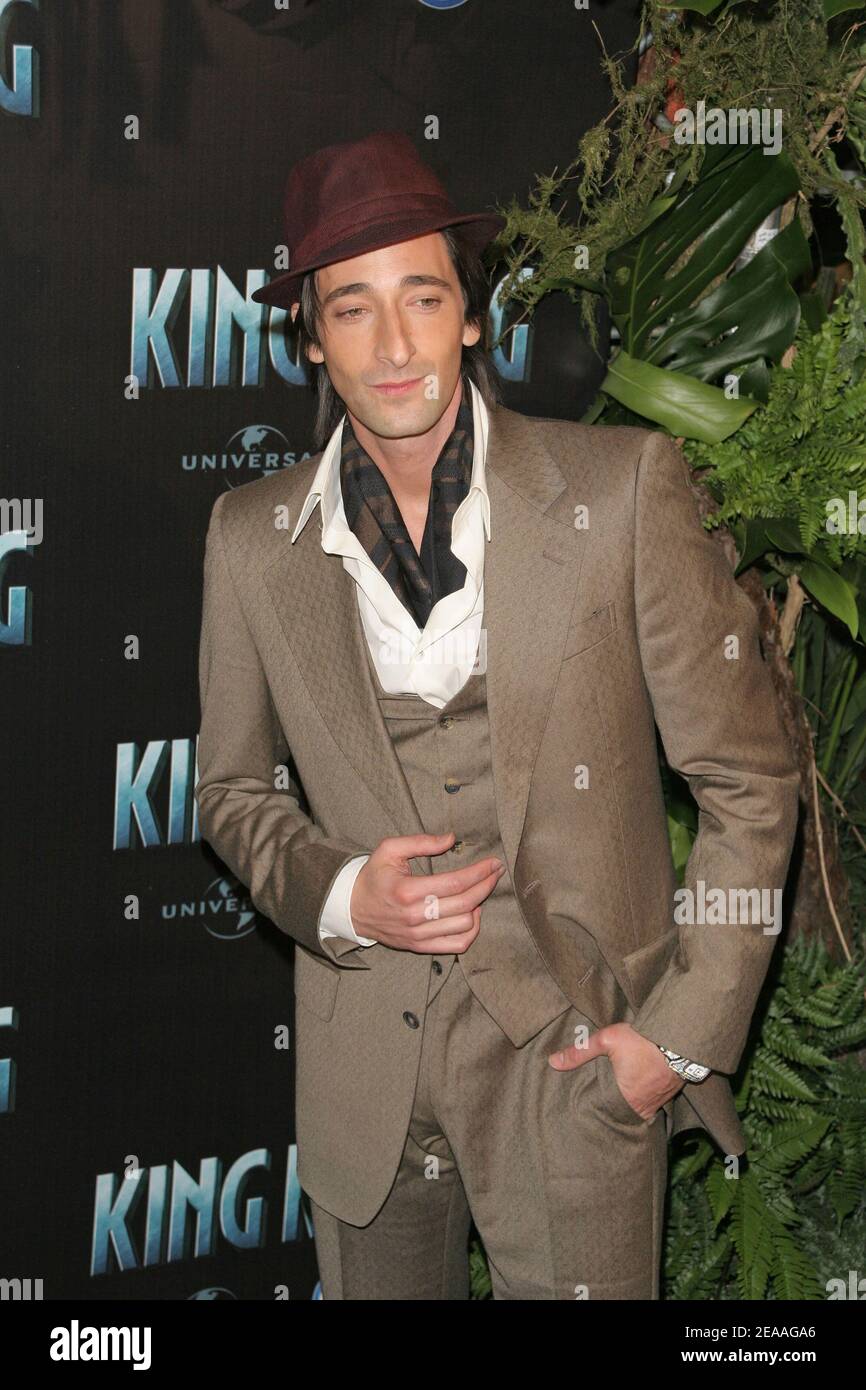 'US actor and cast member Adrien Brody attends the French premiere of ''King-Kong'' held at the Gaumont Marignan theater in Paris on December 10, 2005. Photo by Denis Guignebourg/ABACAPRESS.COM' Stock Photo