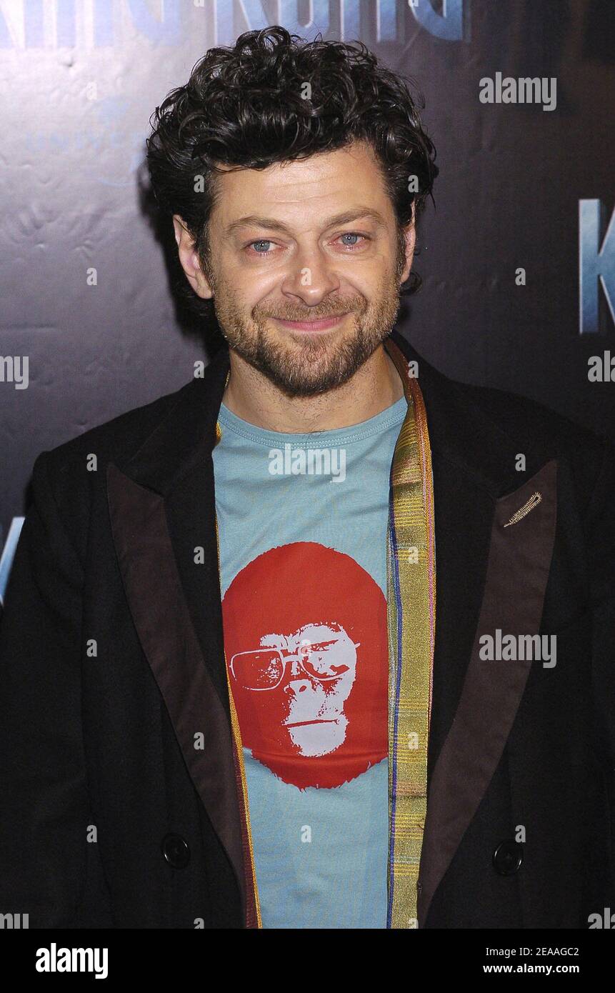 'British actor and cast member Andy Serkis attends the French premiere of ''King-Kong'' held at the Gaumont Marignan theater in Paris on December 10, 2005. Photo by Bruno Klein/ABACAPRESS.COM' Stock Photo