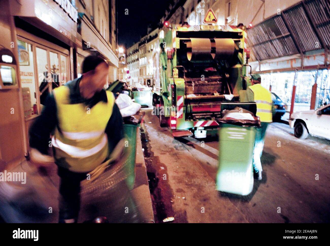 Paris street sweepers cleaning up French capital on december 20, 2005