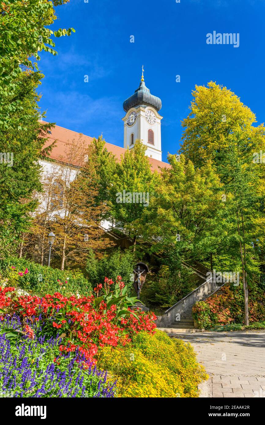 Germany, Bavaria, Upper Bavaria, Rosenheim district, Bad Aibling, Hofberg, city parish church of the Assumption of Mary Stock Photo